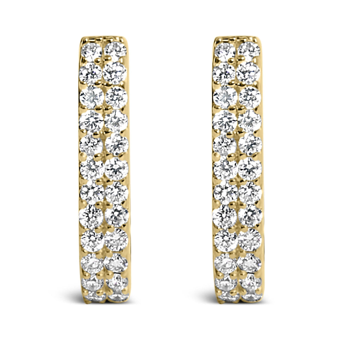 10K Yellow Gold 1/4 Cttw Lab Grown Diamond Double Row Huggie Hoop Earrings