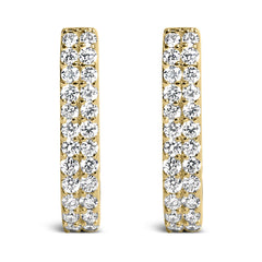 10K Yellow Gold 1/4 Cttw Lab Grown Diamond Double Row Huggie Hoop Earrings