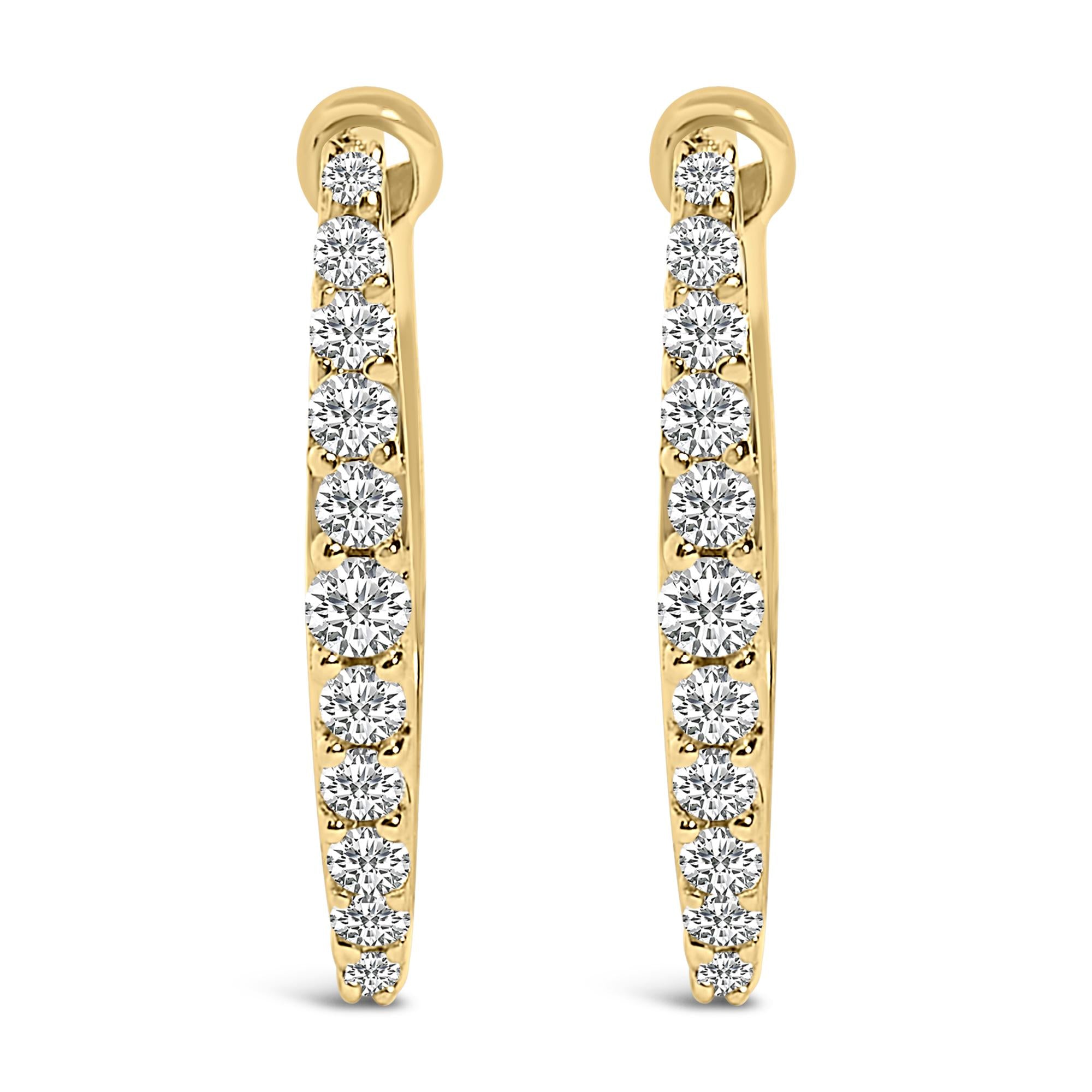 10K Gold 1/4 Cttw Lab Grown Diamond Heart Shaped Huggy Hoop Earrings