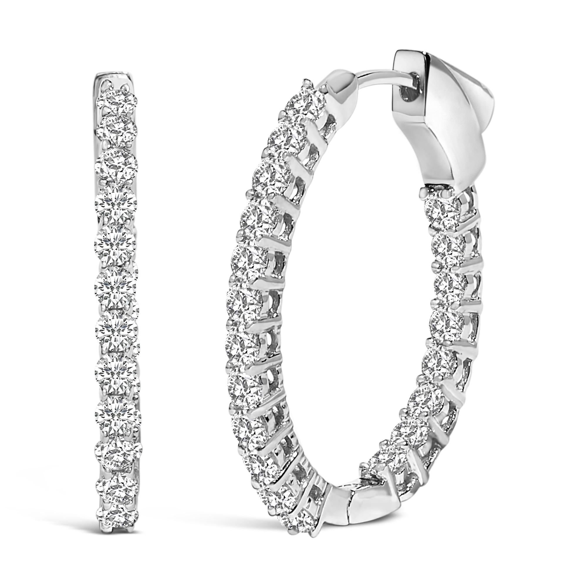 14K Gold 1.0 Cttw Oval Lab Grown Diamond Hoop Earrings