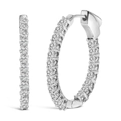 14K Gold 1.0 Cttw Oval Lab Grown Diamond Hoop Earrings