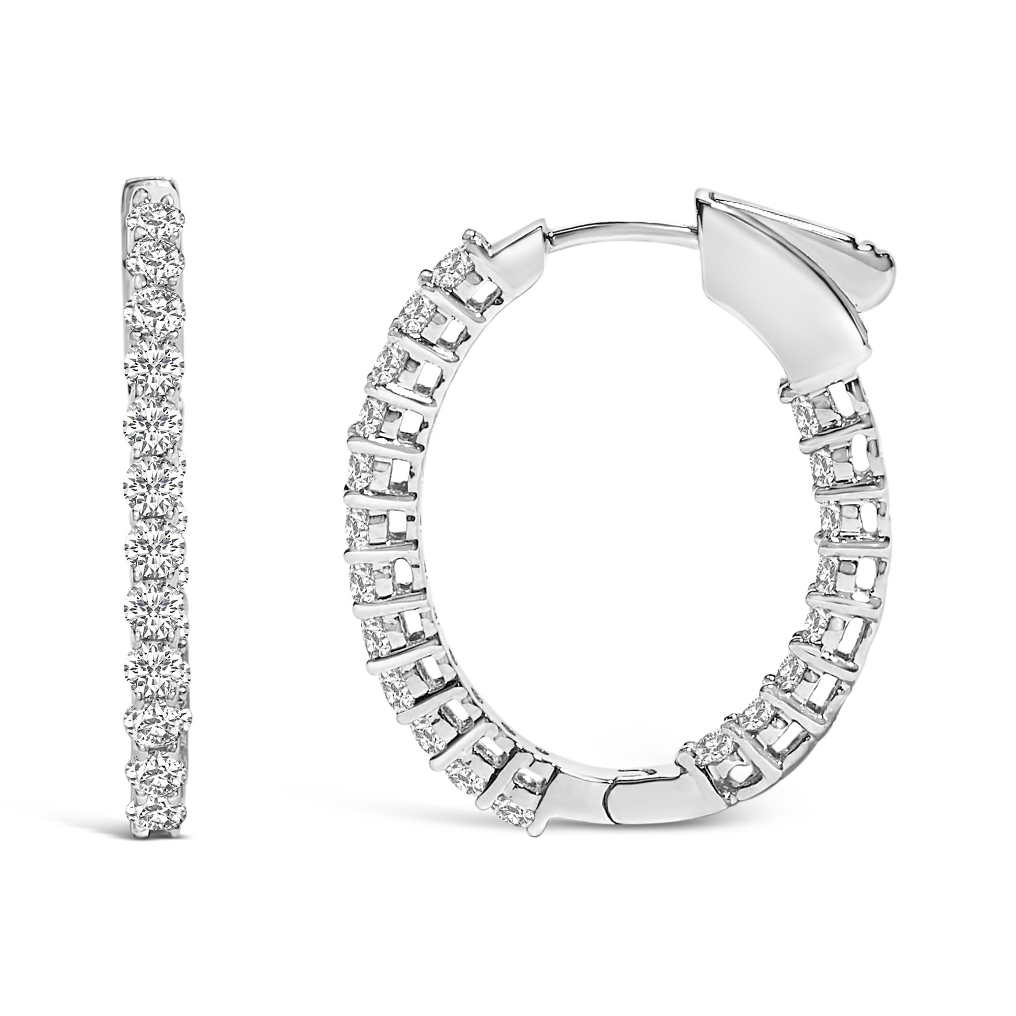 14K Gold 1.0 Cttw Oval Lab Grown Diamond Hoop Earrings