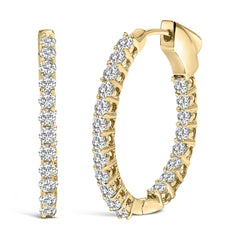 14K Gold 1.0 Cttw Oval Lab Grown Diamond Hoop Earrings