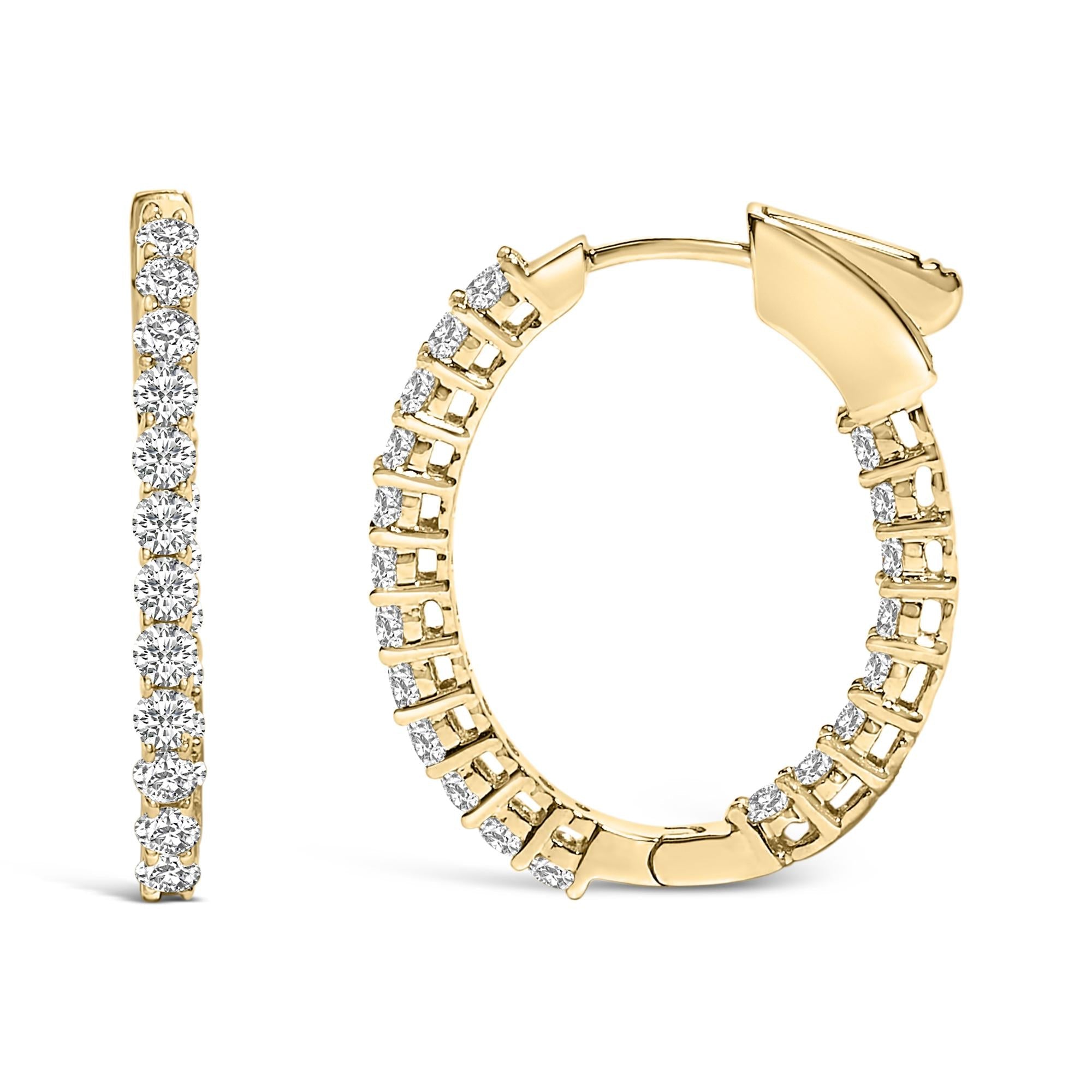 14K Gold 1.0 Cttw Oval Lab Grown Diamond Hoop Earrings