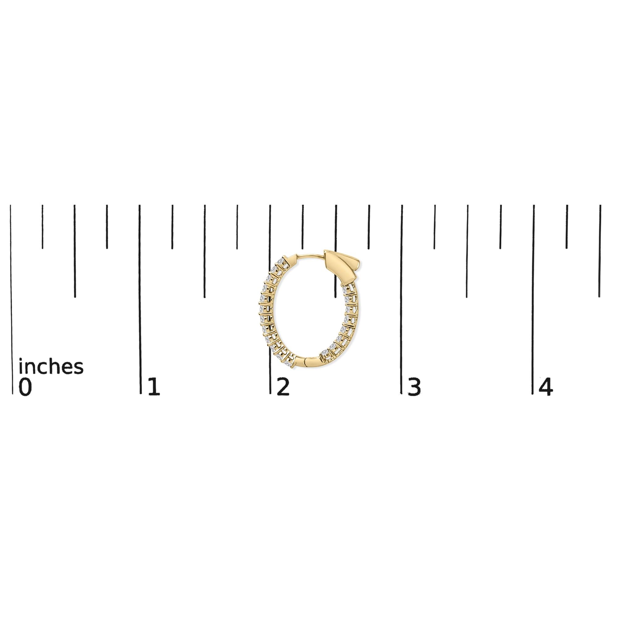 14K Gold 1.0 Cttw Oval Lab Grown Diamond Hoop Earrings