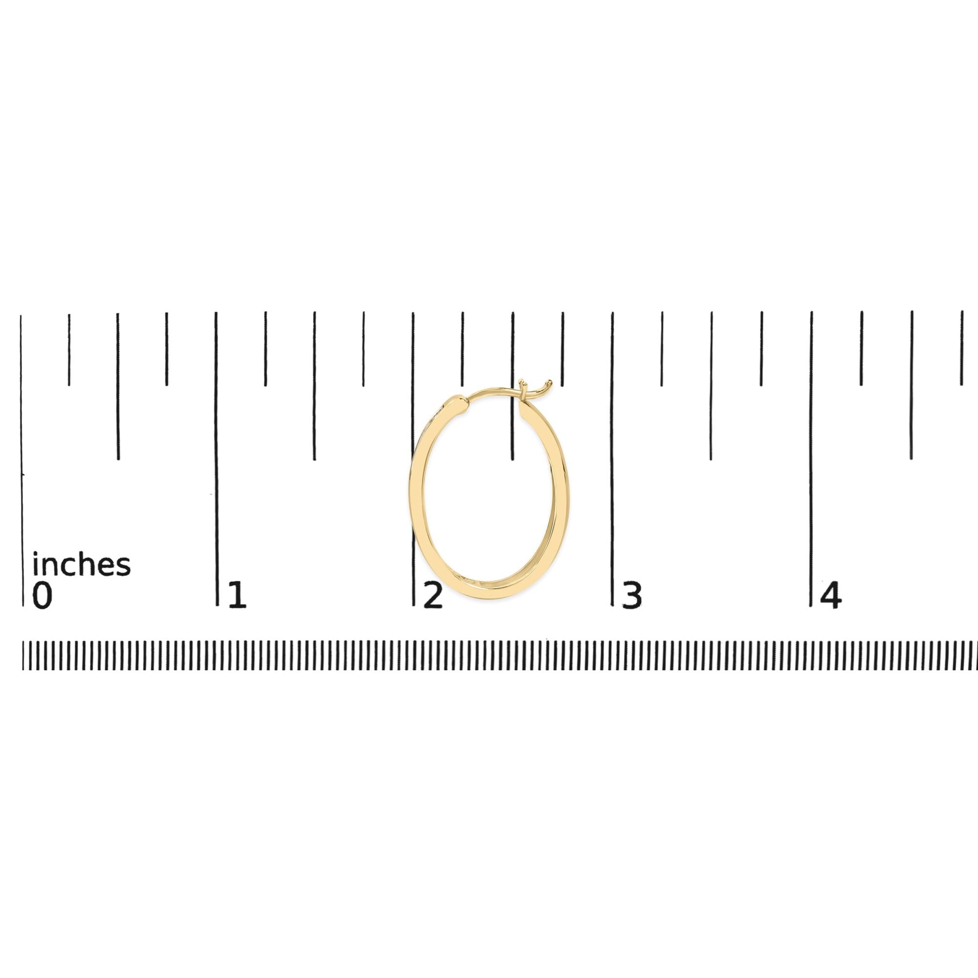 14K Yellow Gold Plated .925 Sterling Silver 1/4 Cttw Diamond Channel Set Style Hoop Earrings