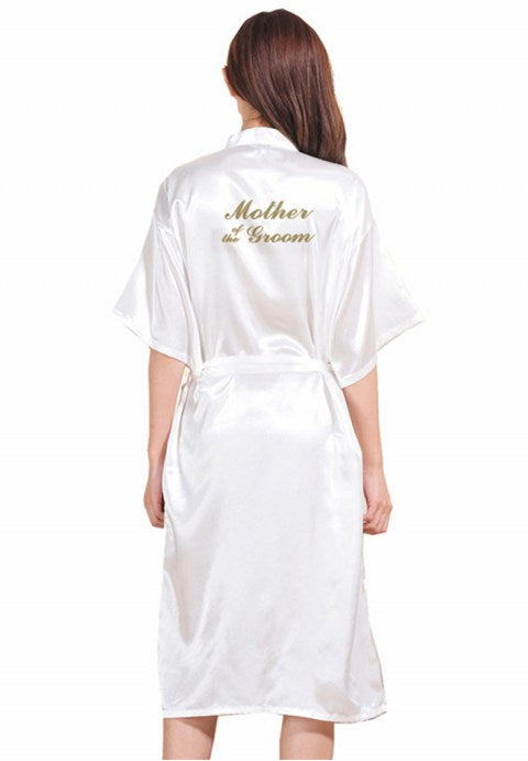 Mother of the Groom Satin Kimono Robe with Gold Glitter
