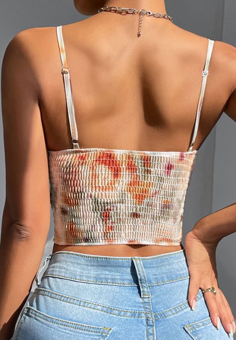 Stylish Tie-Dye Corset Top with Cinched Waist