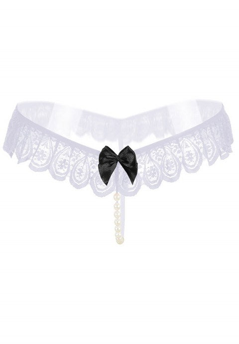 Women Lace Pearl Beading Thong