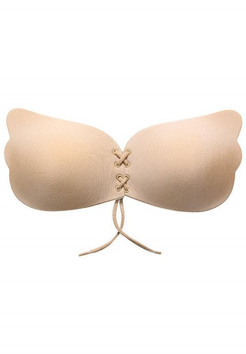 Strapless Bra Sexy Backless Wing Shape Silicone Self Adhesive Push Up with Drawstring