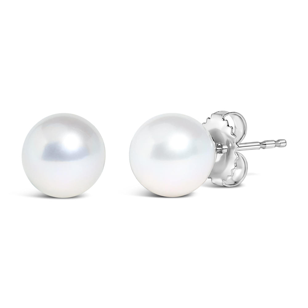14K Yellow Gold 7-7.5MM Akoya Cultured Pearl Solitaire Stud Earrings