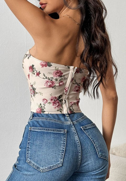 Sweetheart Neckline Floral Bustier