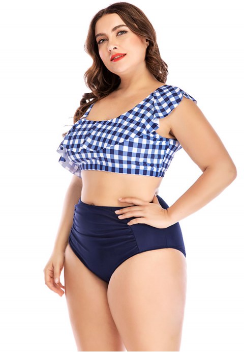 Plus Size Pleated Bikini Set