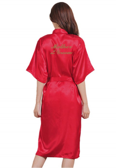 Mother of the Groom Satin Kimono Robe with Gold Glitter