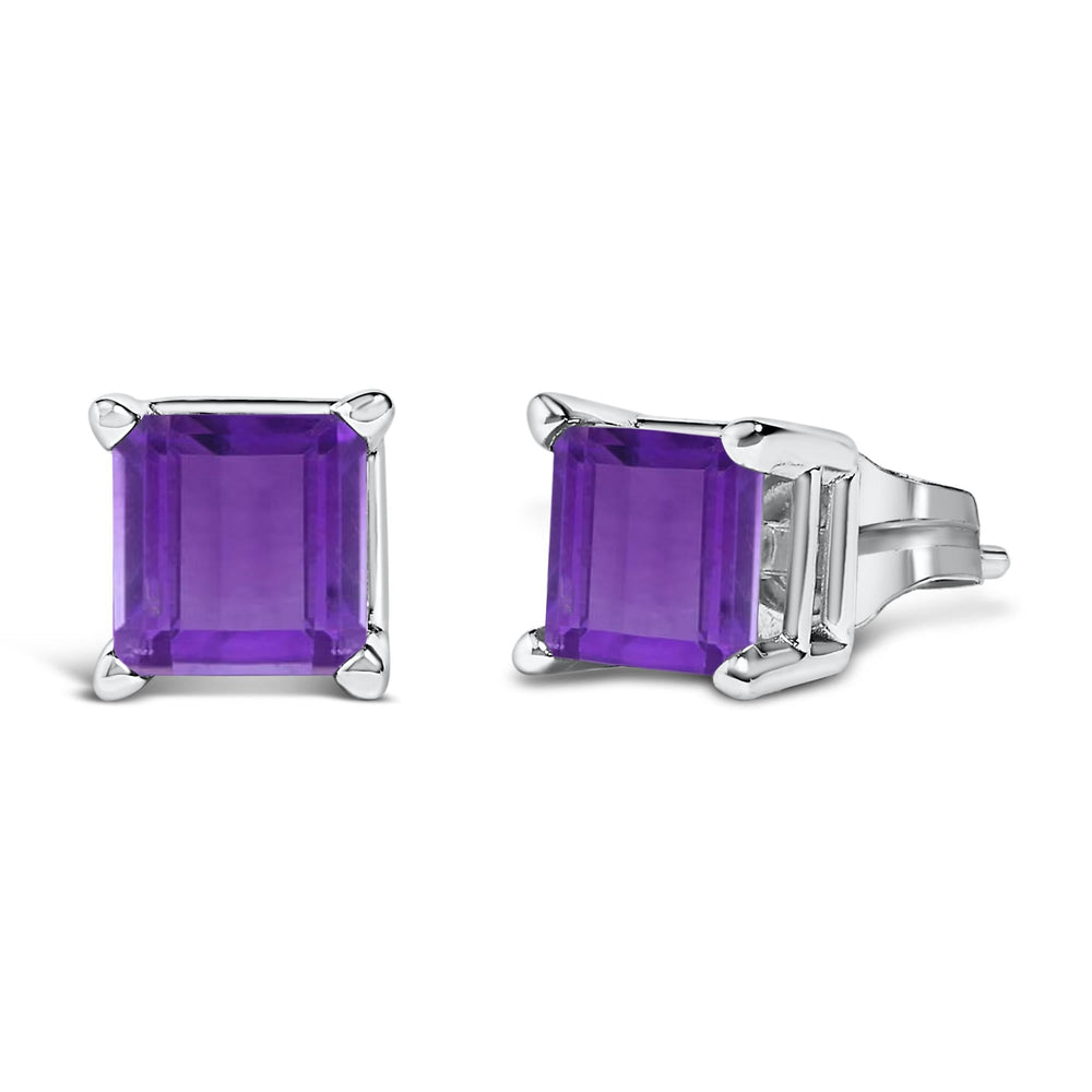 14K Gold 5x5MM Princess Cut Gemstone Solitaire Stud Earrings