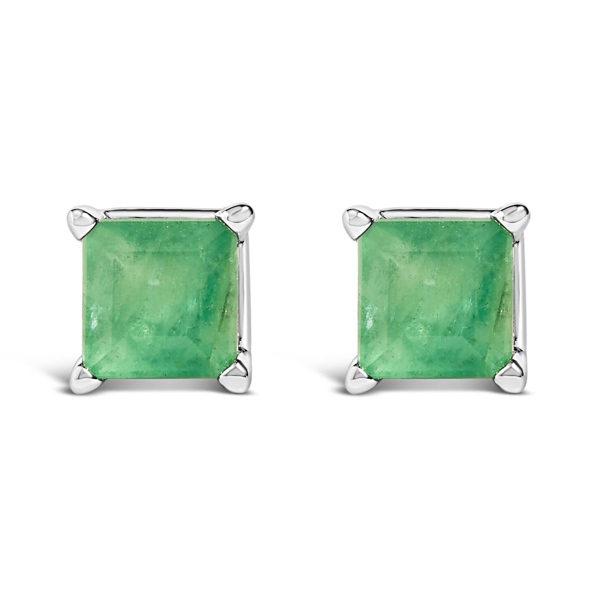 14K Gold 5x5MM Princess Cut Gemstone Solitaire Stud Earrings