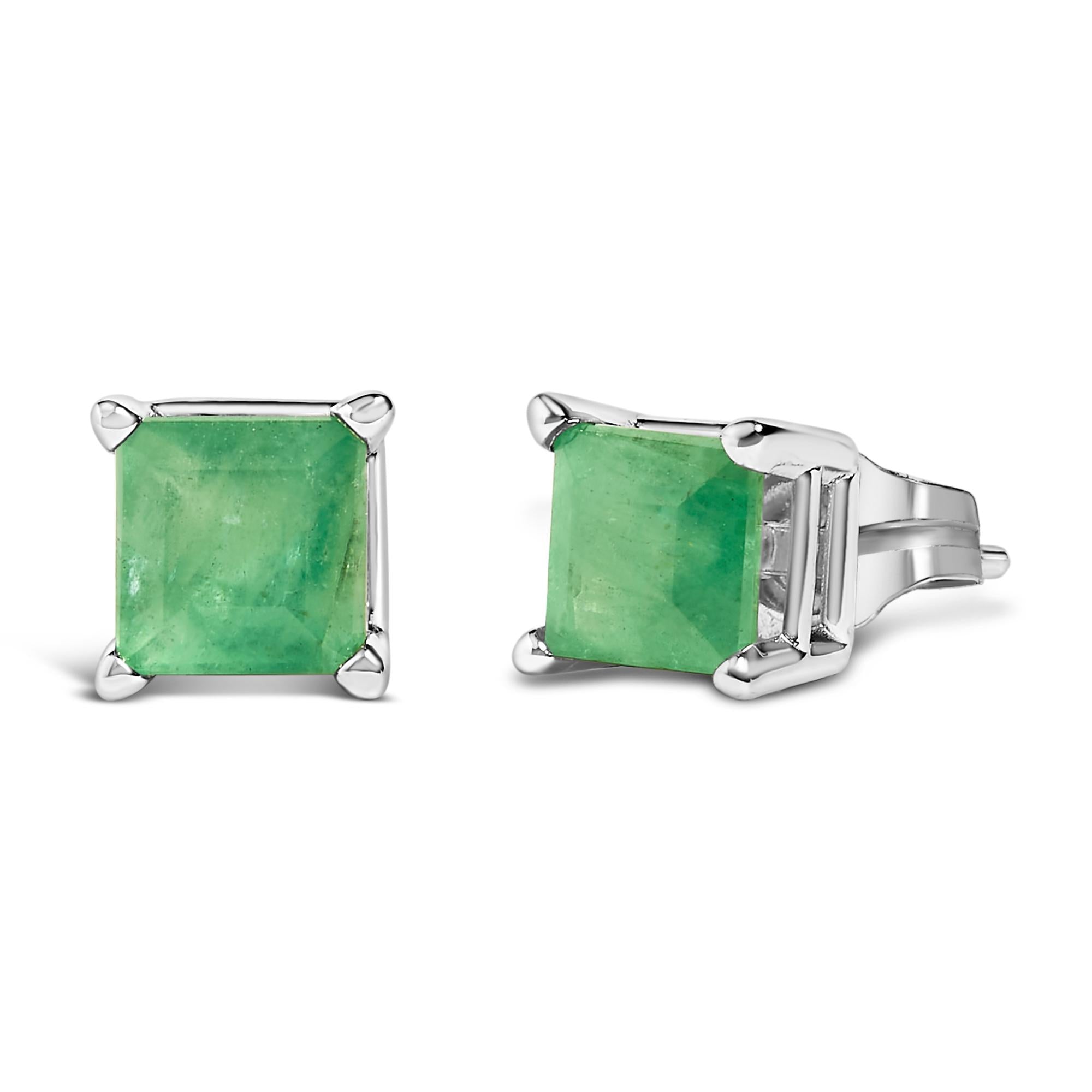 14K Gold 5x5MM Princess Cut Gemstone Solitaire Stud Earrings