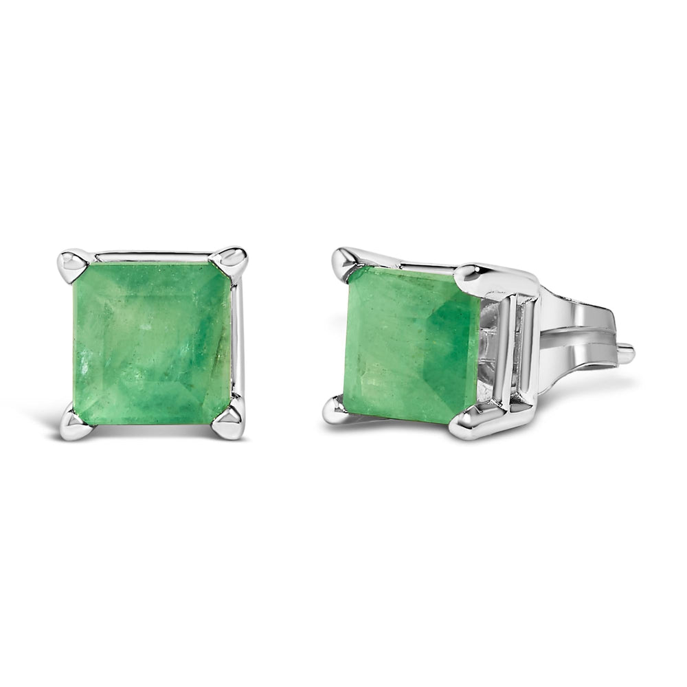 14K Gold 5x5MM Princess Cut Gemstone Solitaire Stud Earrings