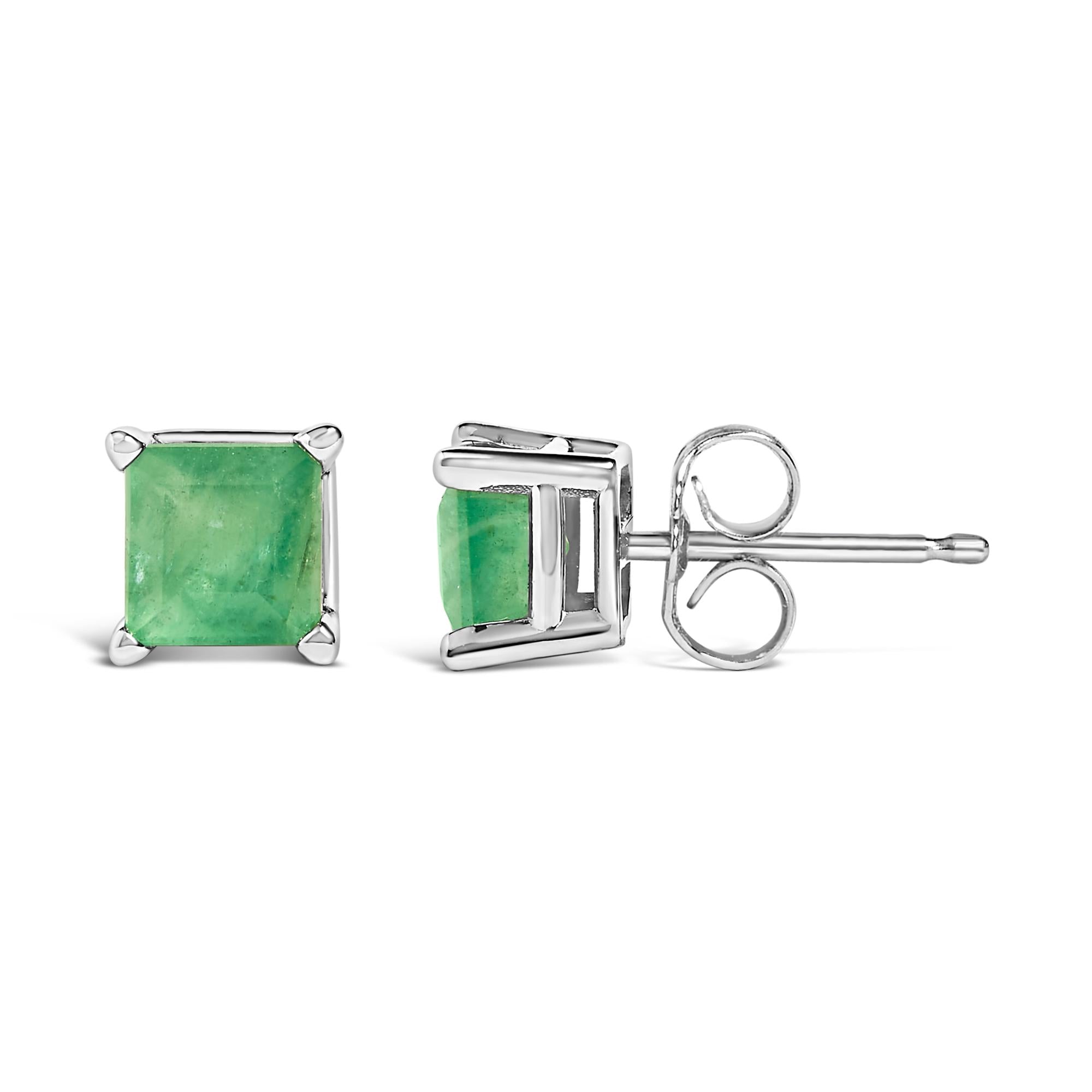 14K Gold 5x5MM Princess Cut Gemstone Solitaire Stud Earrings