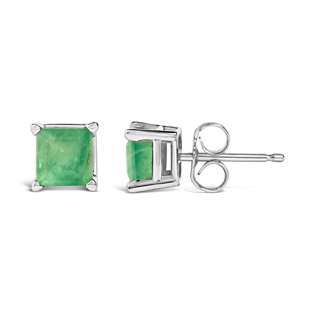 14K Gold 5x5MM Princess Cut Gemstone Solitaire Stud Earrings