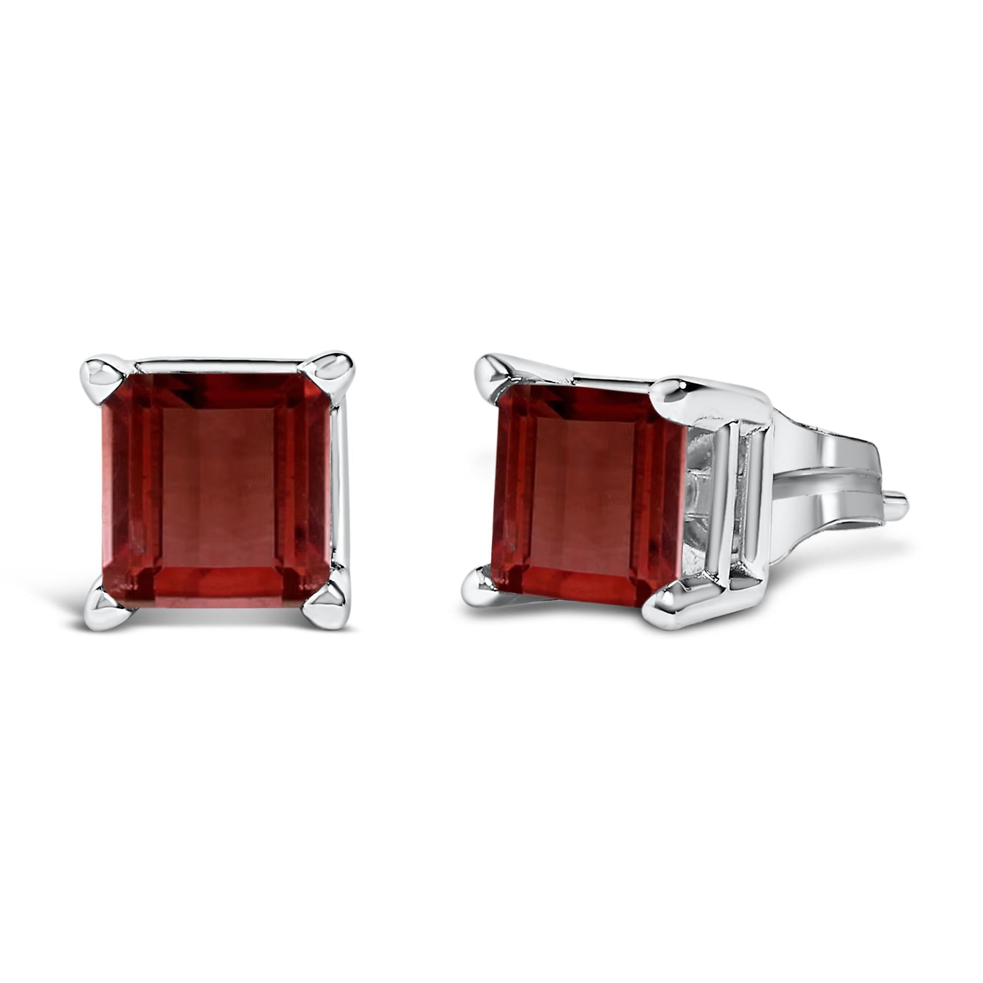 14K Gold 5x5MM Princess Cut Gemstone Solitaire Stud Earrings