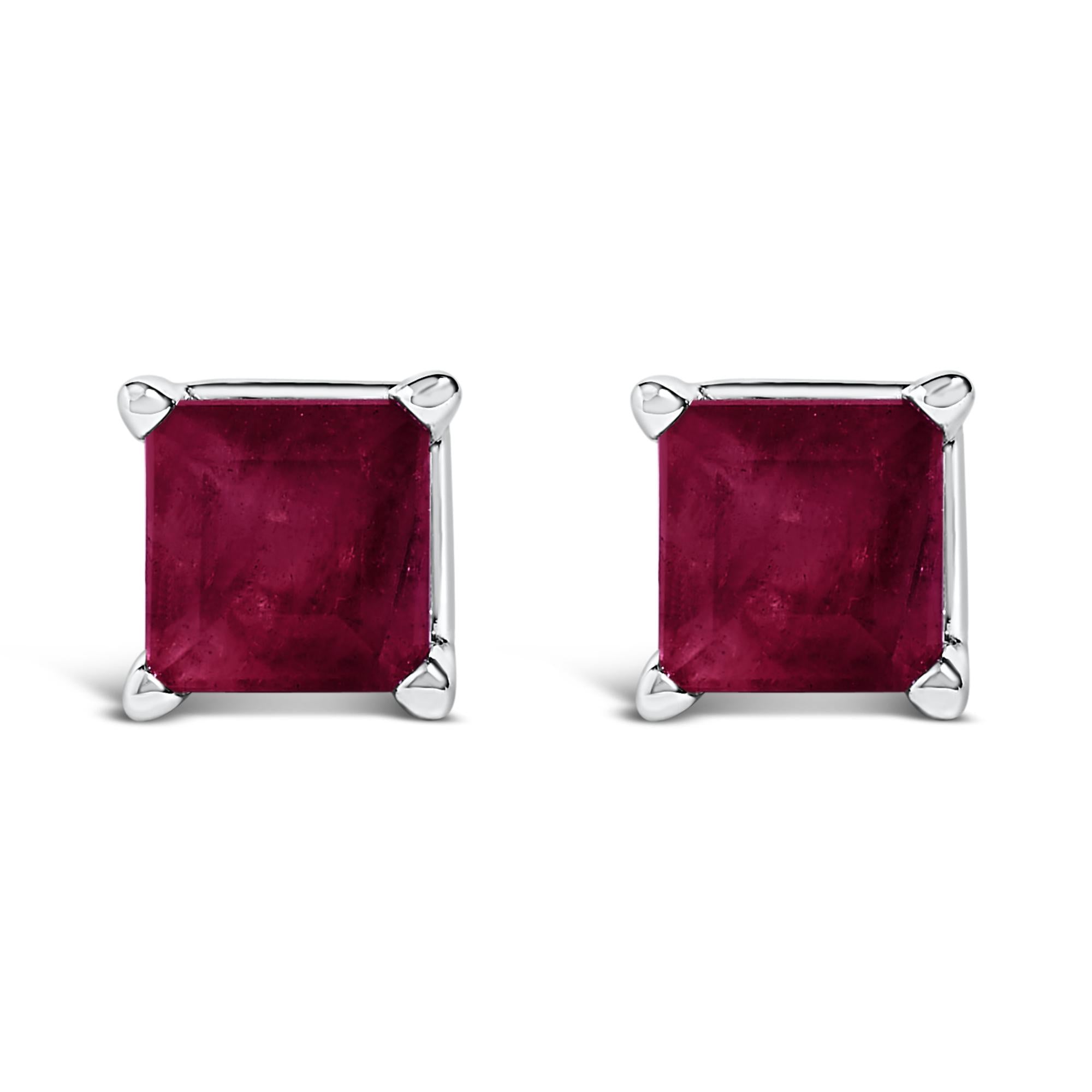 14K Gold 5x5MM Princess Cut Gemstone Solitaire Stud Earrings