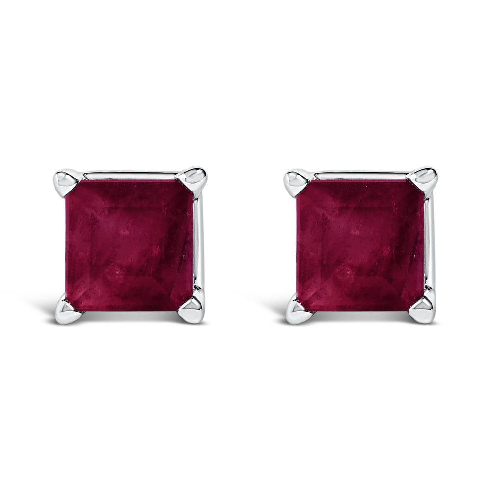14K Gold 5x5MM Princess Cut Gemstone Solitaire Stud Earrings