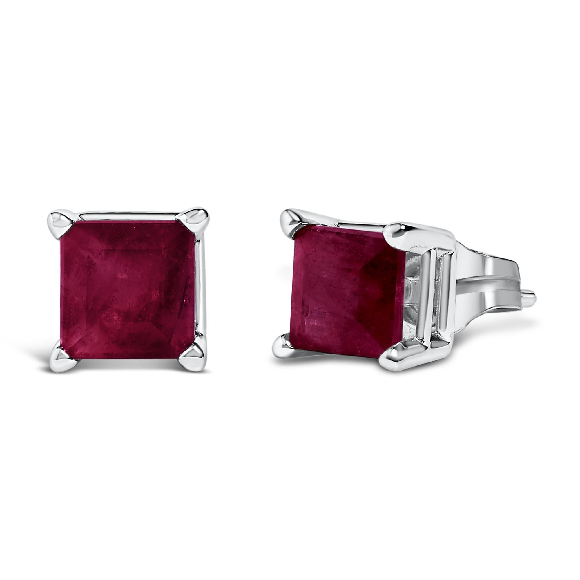 14K Gold 5x5MM Princess Cut Gemstone Solitaire Stud Earrings