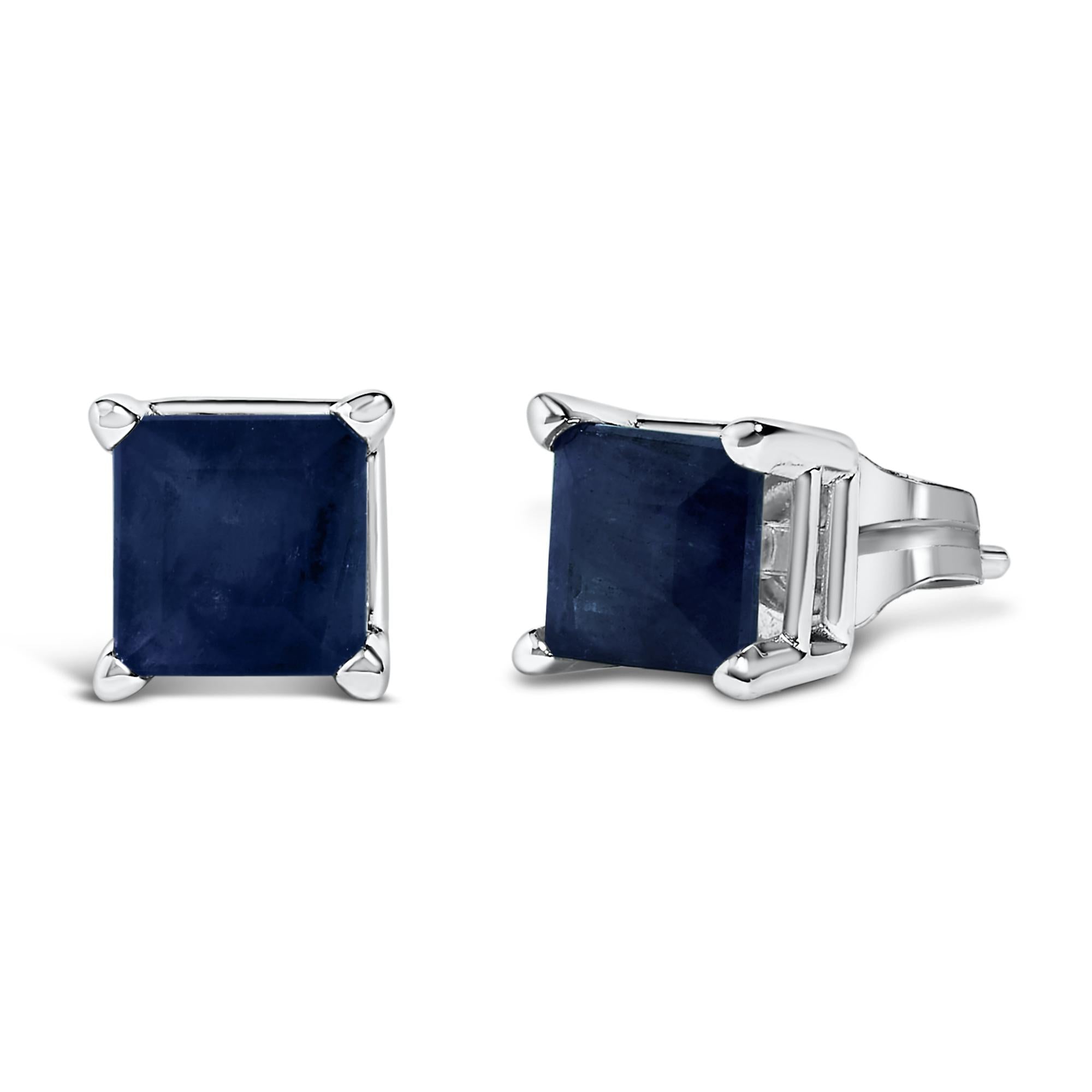 14K Gold 5x5MM Princess Cut Gemstone Solitaire Stud Earrings