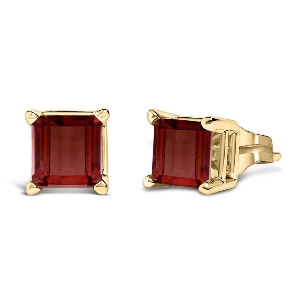 14K Gold 5x5MM Princess Cut Gemstone Solitaire Stud Earrings