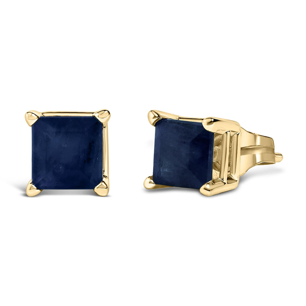 14K Gold 5x5MM Princess Cut Gemstone Solitaire Stud Earrings