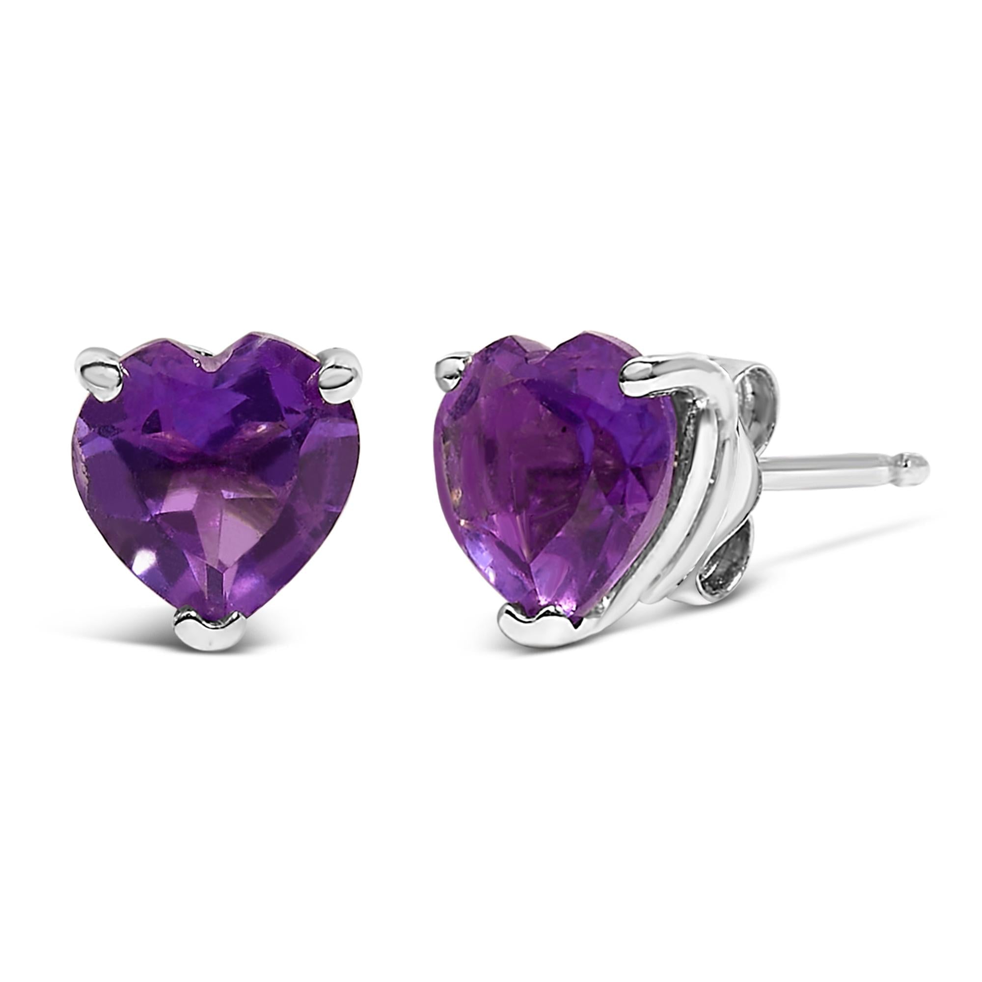 14K Gold 5MM Heart Cut Gemstone Solitaire Stud Earrings