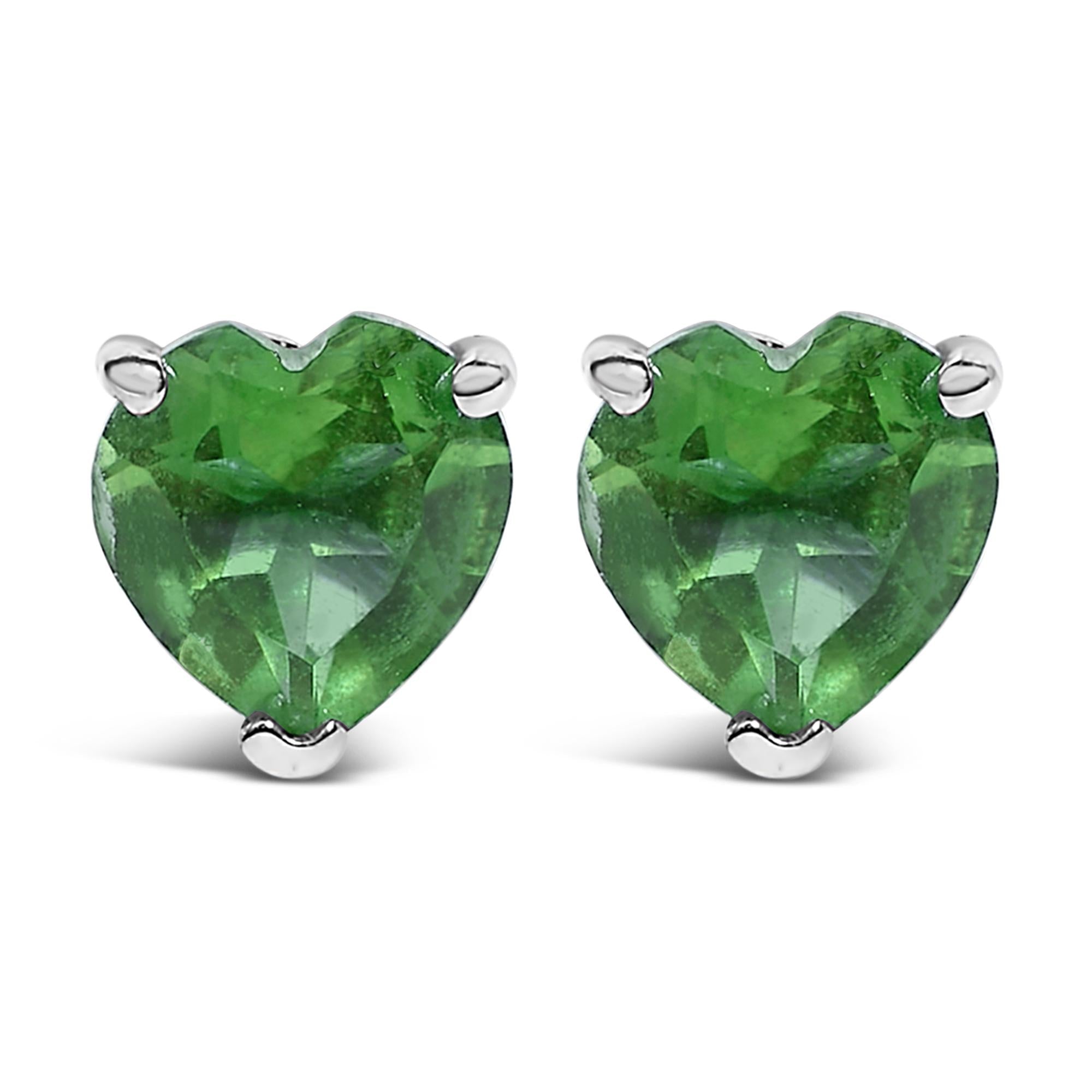 14K Gold 5MM Heart Cut Gemstone Solitaire Stud Earrings