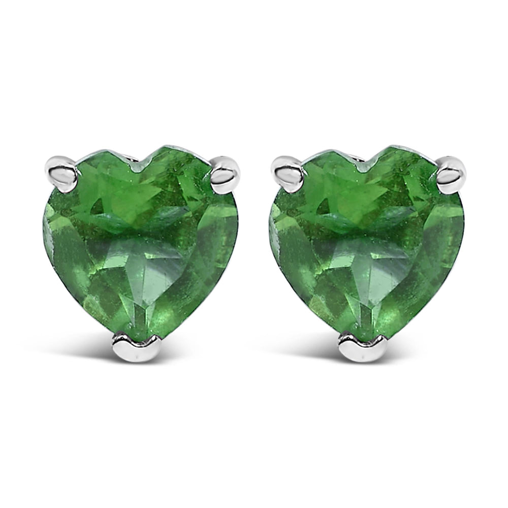 14K Gold 5MM Heart Cut Gemstone Solitaire Stud Earrings