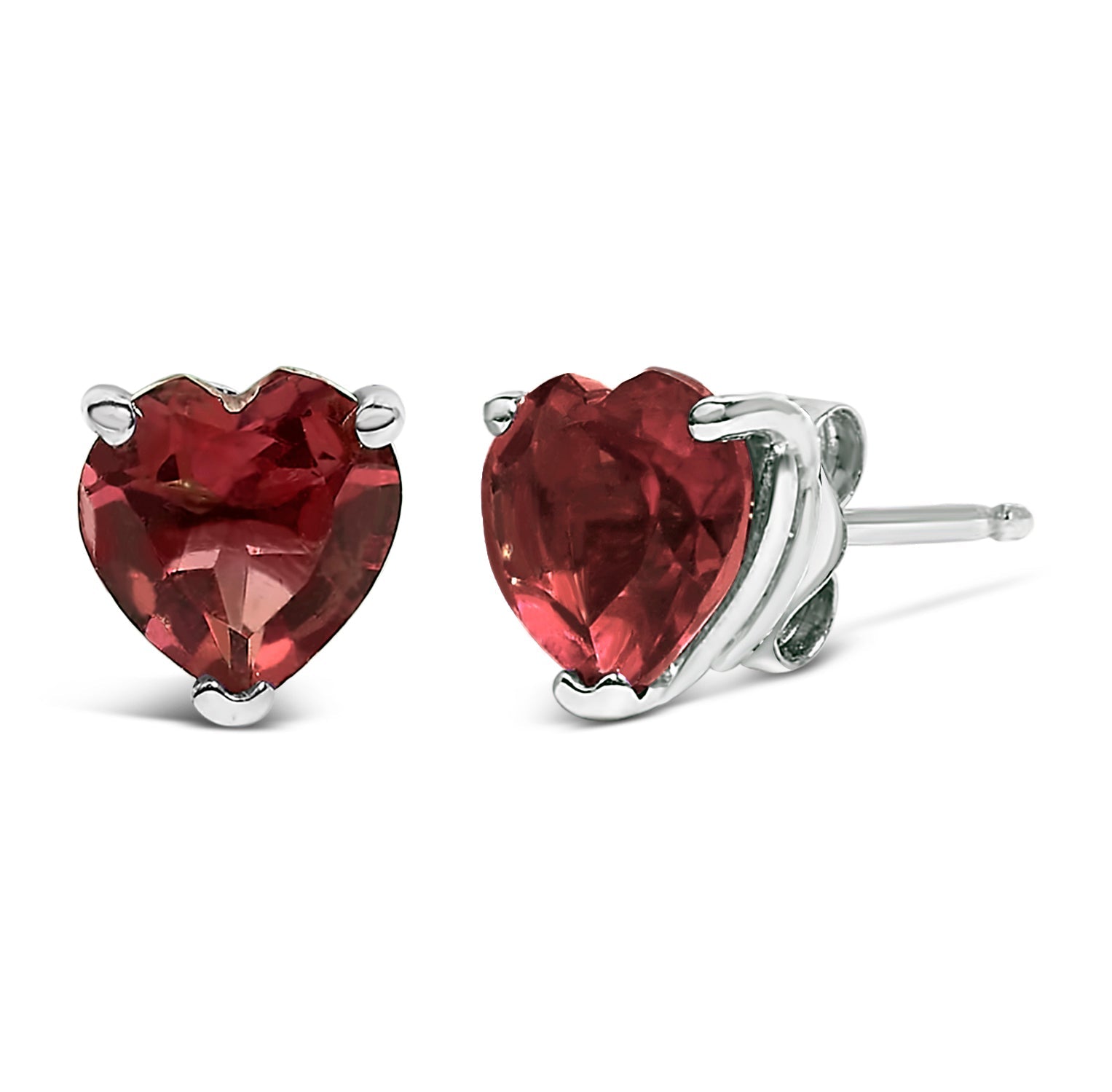 14K Gold 5MM Heart Cut Gemstone Solitaire Stud Earrings