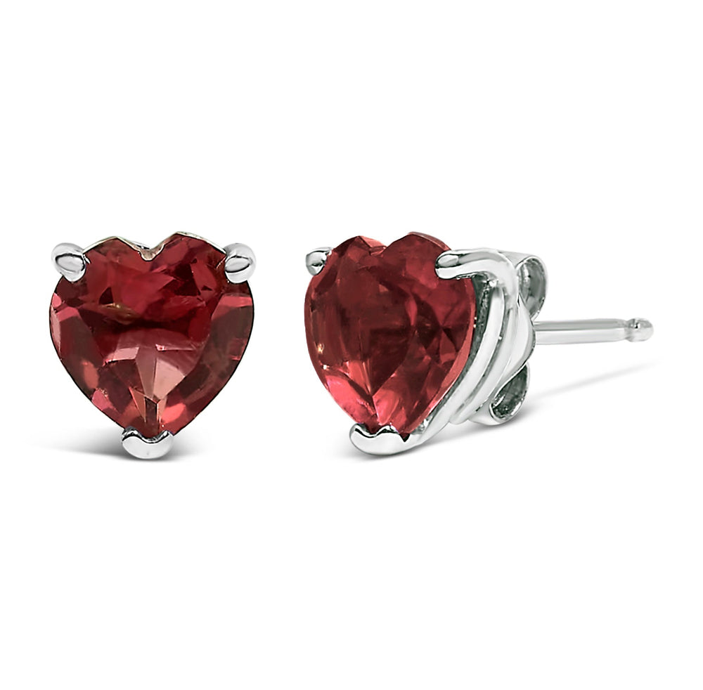 14K Gold 5MM Heart Cut Gemstone Solitaire Stud Earrings