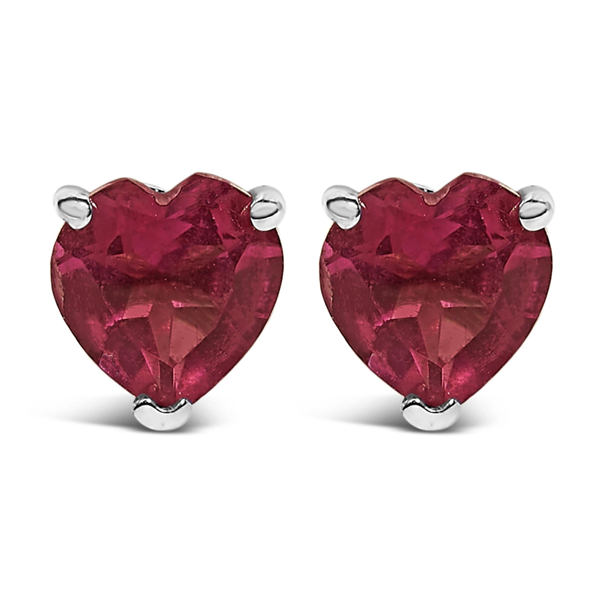14K Gold 5MM Heart Cut Gemstone Solitaire Stud Earrings