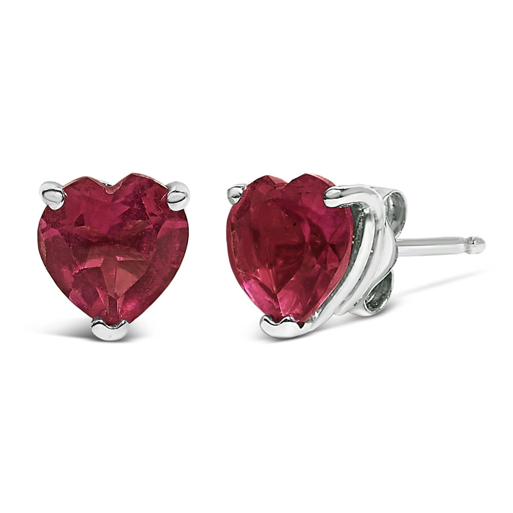 14K Gold 5MM Heart Cut Gemstone Solitaire Stud Earrings