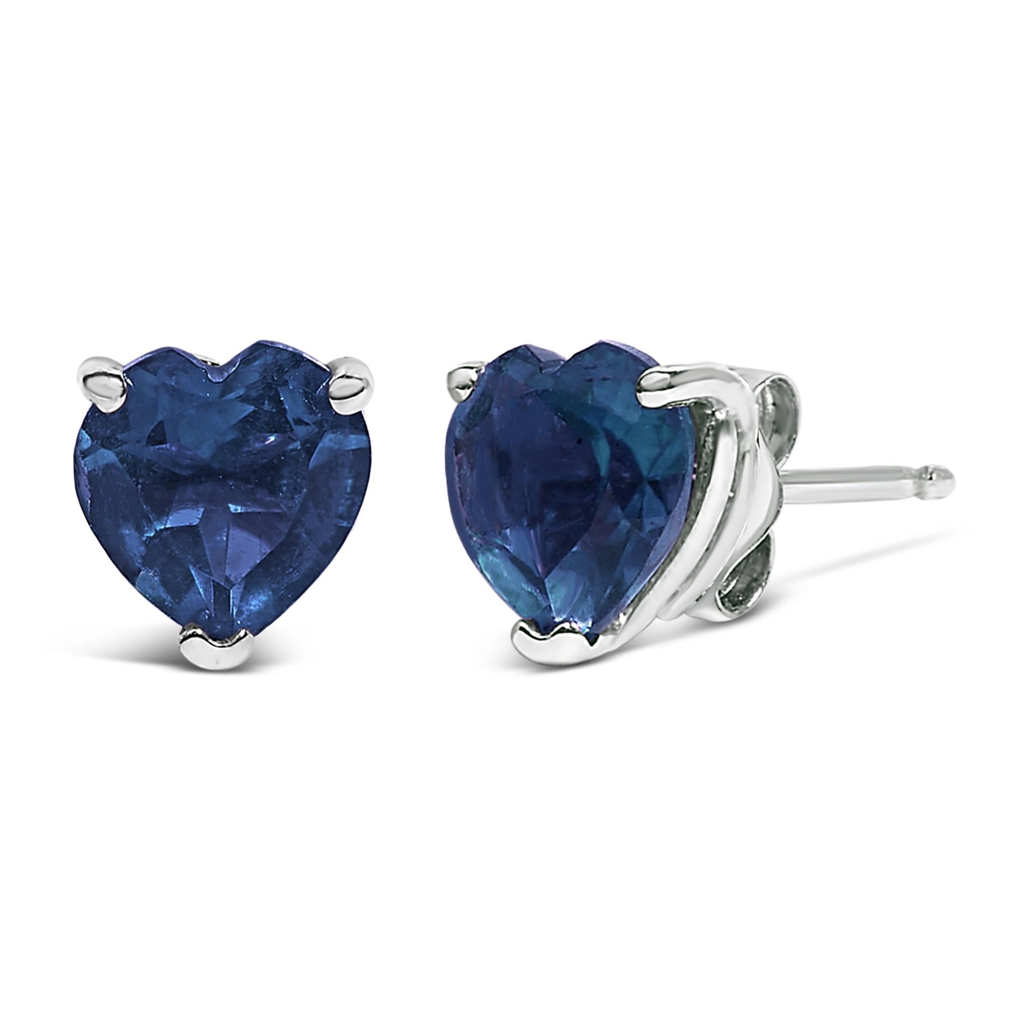 14K Gold 5MM Heart Cut Gemstone Solitaire Stud Earrings