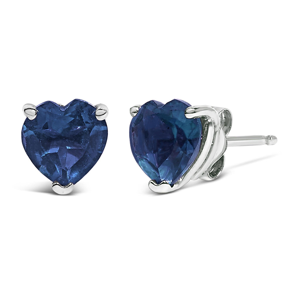 14K Gold 5MM Heart Cut Gemstone Solitaire Stud Earrings