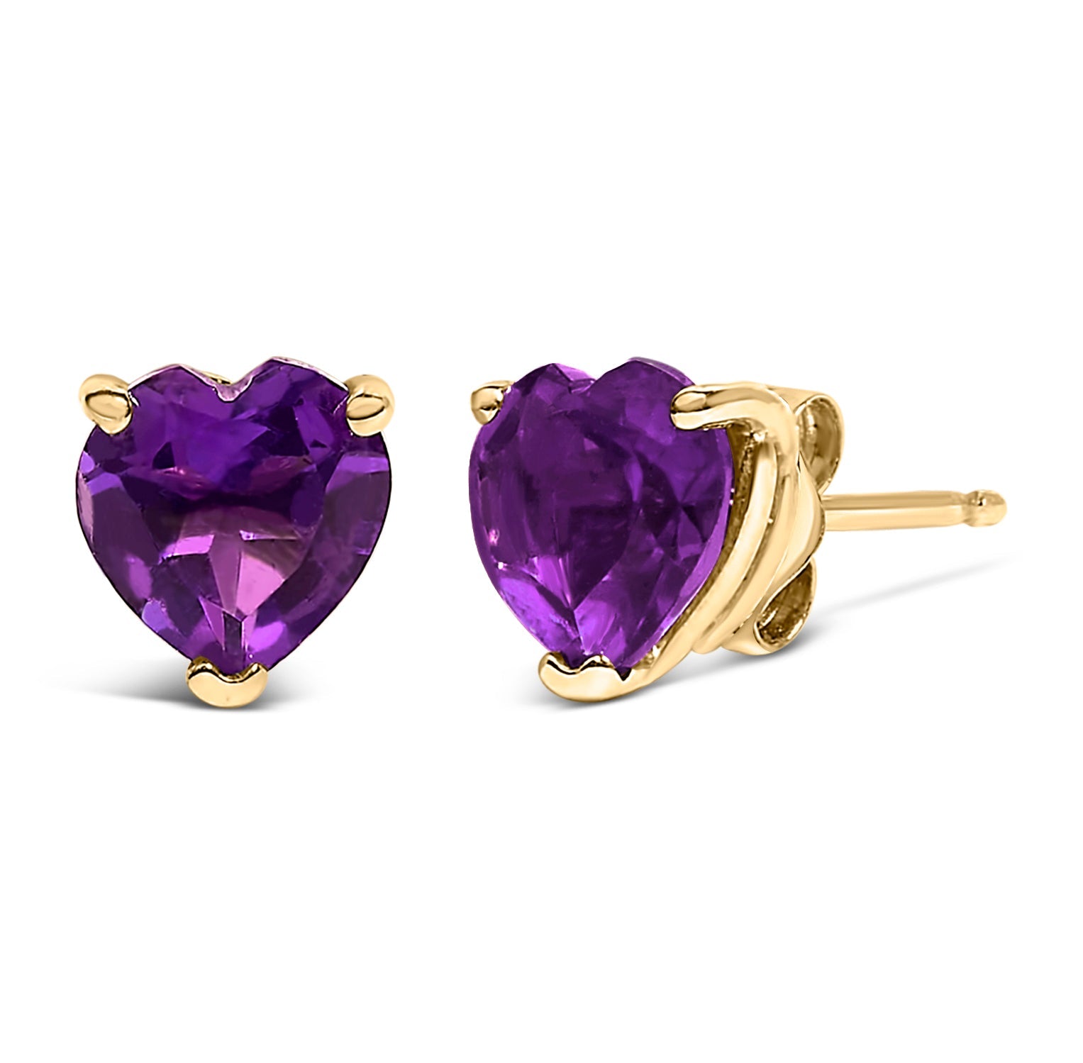 14K Gold 5MM Heart Cut Gemstone Solitaire Stud Earrings