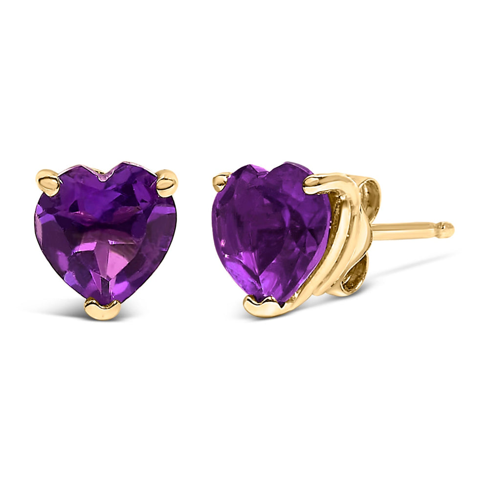 14K Gold 5MM Heart Cut Gemstone Solitaire Stud Earrings