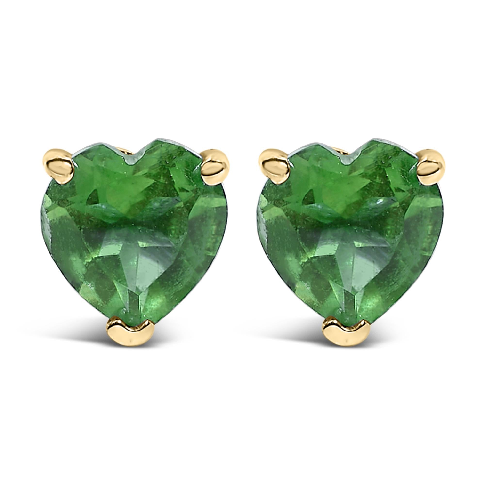 14K Gold 5MM Heart Cut Gemstone Solitaire Stud Earrings