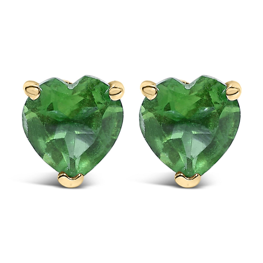14K Gold 5MM Heart Cut Gemstone Solitaire Stud Earrings
