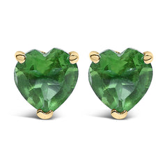 14K Gold 5MM Heart Cut Gemstone Solitaire Stud Earrings