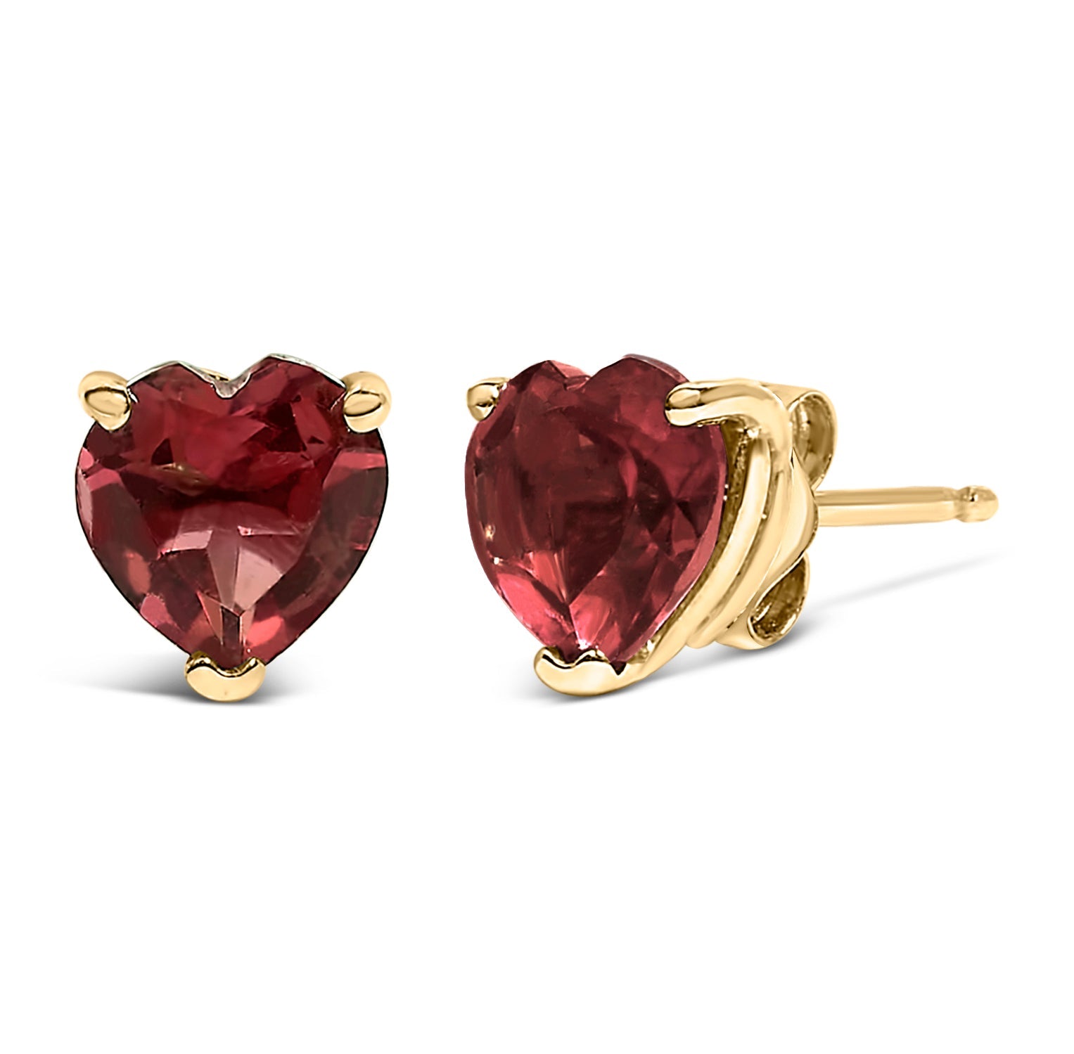 14K Gold 5MM Heart Cut Gemstone Solitaire Stud Earrings