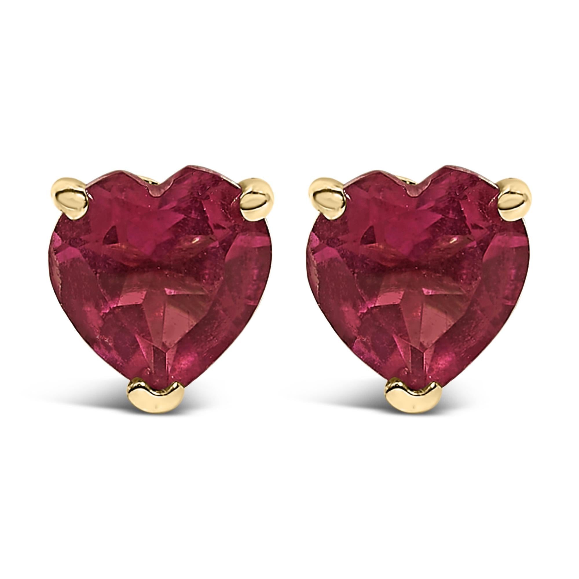 14K Gold 5MM Heart Cut Gemstone Solitaire Stud Earrings