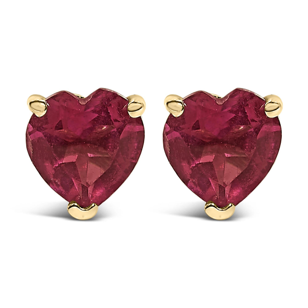 14K Gold 5MM Heart Cut Gemstone Solitaire Stud Earrings