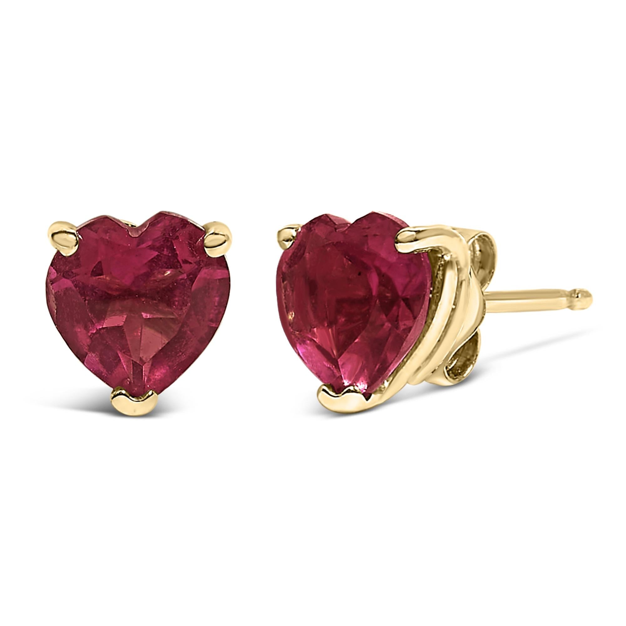 14K Gold 5MM Heart Cut Gemstone Solitaire Stud Earrings