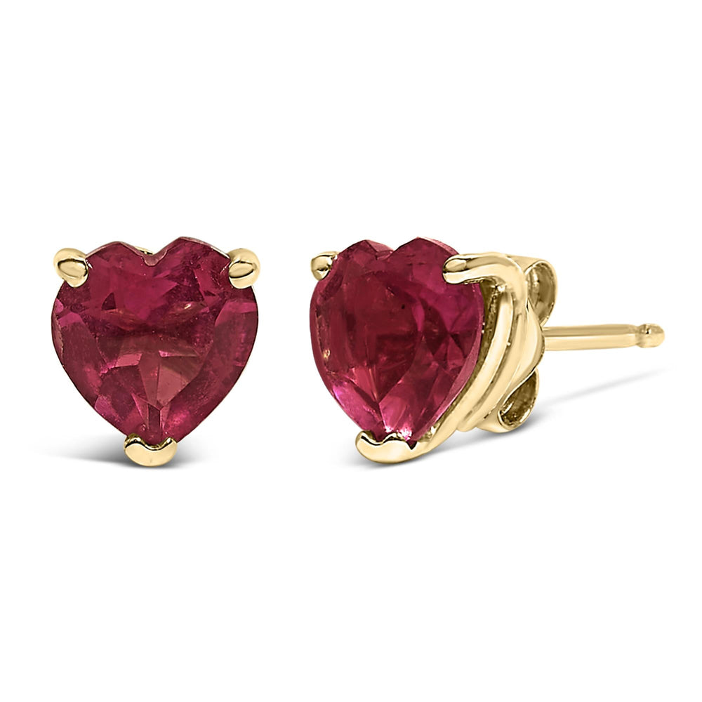 14K Gold 5MM Heart Cut Gemstone Solitaire Stud Earrings